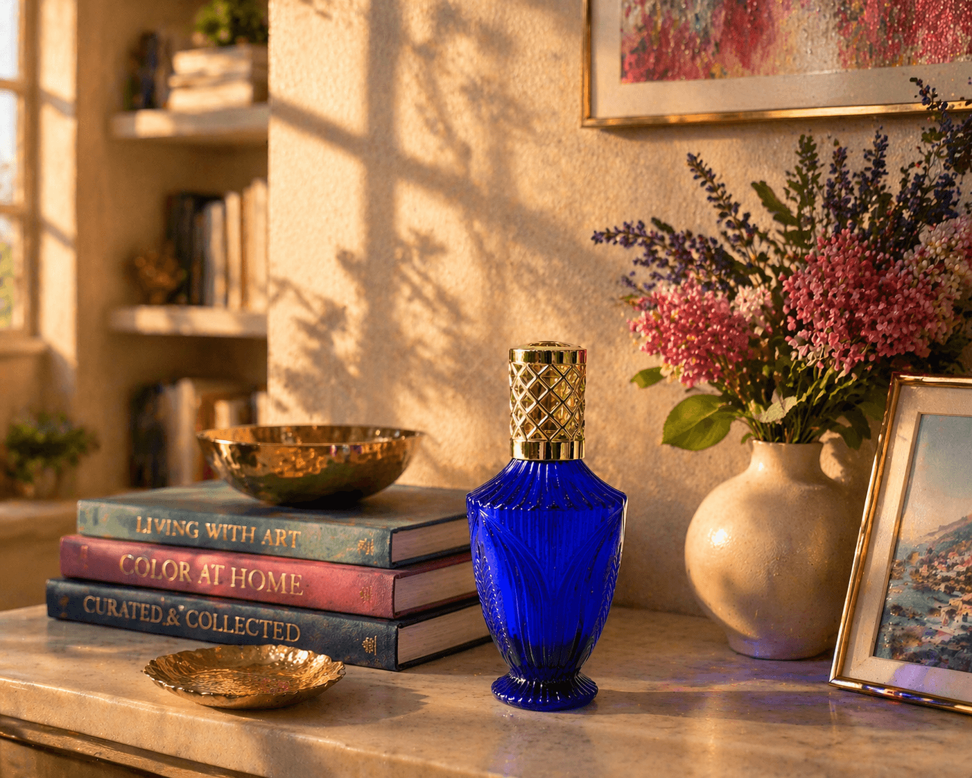 Sophia's Blue Engraved Lamp